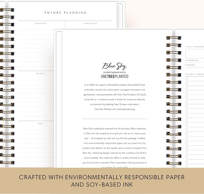 Blue Sky 2025-2026 Weekly & Monthly Academic Planner Calendar, 5"x8", Gail | July 2025 - June 2026, Flexible Cover From Recycled Plastic, Wirebound, Laminated Tabs, Storage Pocket, Academic Year