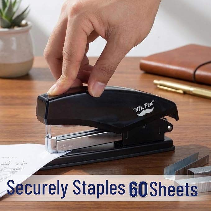 Mr. Pen- Heavy Duty Stapler with Staples, 3600 Staples 3/8" | 60 Sheet Capacity, Desktop Stapler for Students, Office Supplies, Ergonomic Design for Comfortable Use, Jam-Free