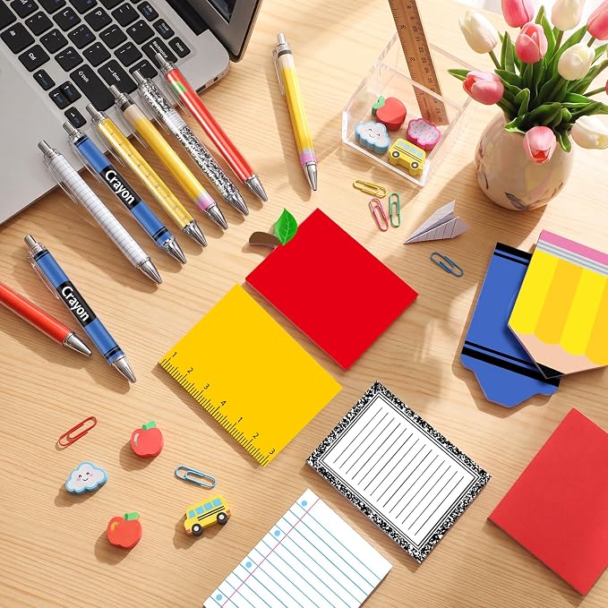 Eaasty 24 Pcs Back to School Teacher Gifts Bulk Cute Composition Notepads and Ballpoint Pens with Ribbon Inspirational Thank You Gifts for Teacher, Student, Staff, Coworker