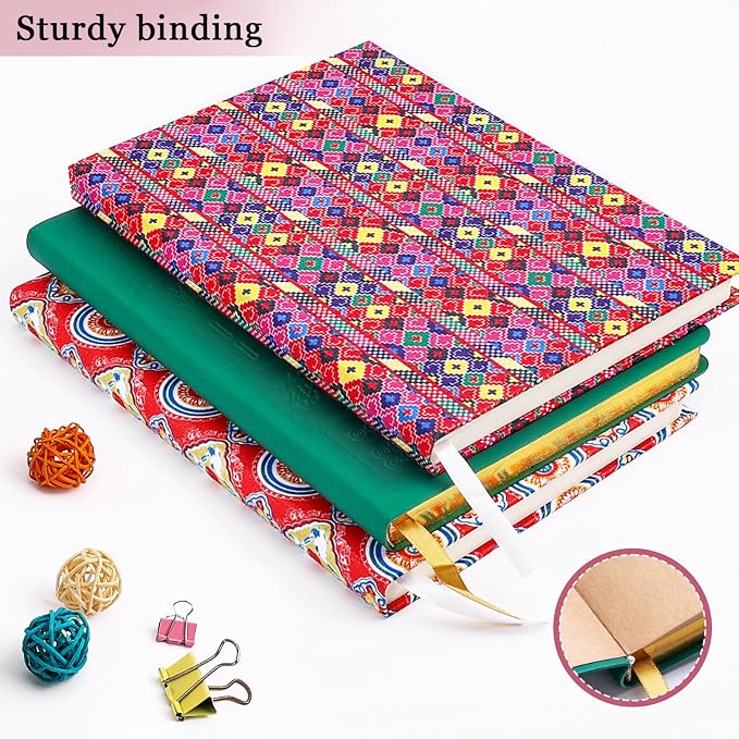 Journal Notebook, Fabric Vintage Journal Hard Cover Lined Notebook,192 Pages A5 College Ruled Notebook for Work & Note Taking,Perfect for Office School Home Supplies （Add Energy）