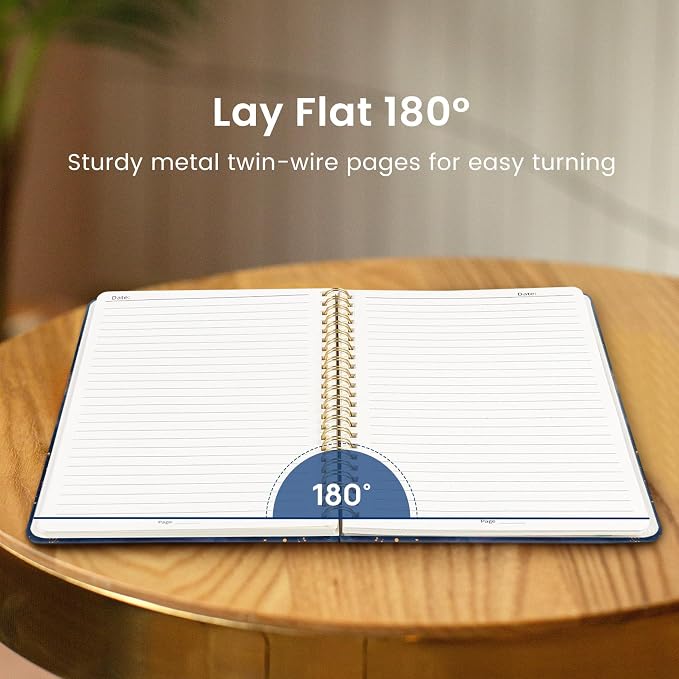 Taja Lined Spiral Journal Notebook for Women, A5 Cute College Ruled Hardcover Notebook for Work & Note Taking, Pretty Journal for Writing, 140 Pages, Lunar Light