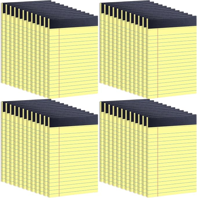 Oleitodh 48 Pack Yellow Legal Pads 8.5 x 11 Wide Ruled Perforated Note Pads | 30 Sheets Per Pad, Thick Paper, Easy Tear Pages, Smooth Writing, Office, School, Home, Meetings, Note Taking
