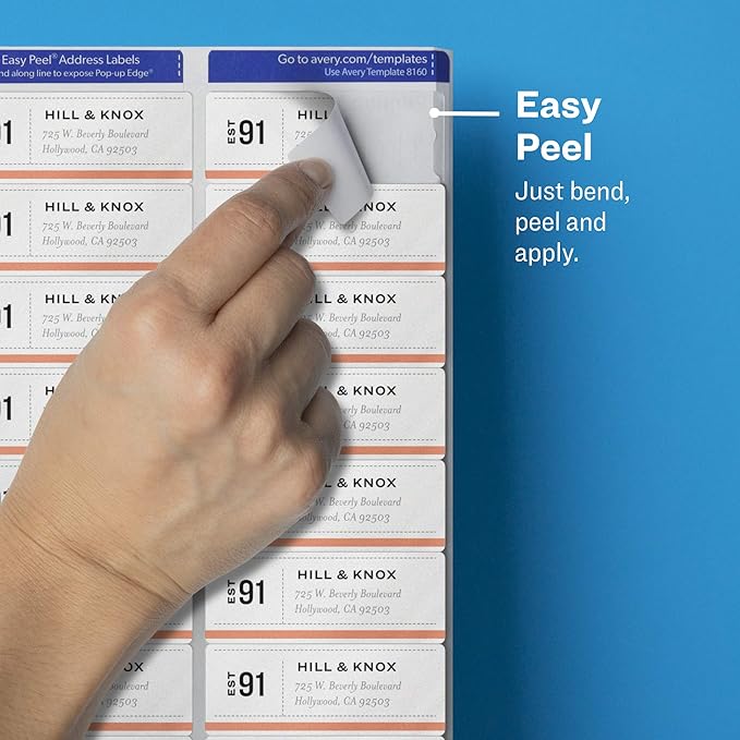 Avery Printable Address Labels with Sure Feed, 1" x 2-5/8", Matte Clear, 750 Blank Mailing Labels (08660) (Pack of 2)