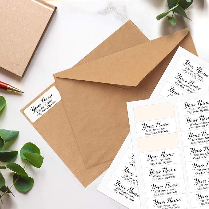 Personalized Return Address Labels, Custom Address and Name Mailing Labels for Envelopes, 1x2.6 Inches, Flat Sheet of 60-1200 Made in USA by My Sign Center- Plain 2