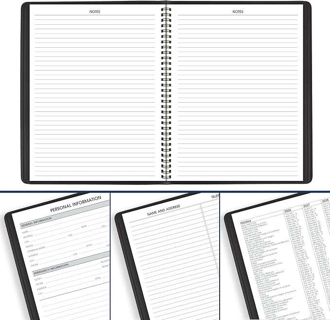 AT-A-GLANCE Planner 2026-2027 Weekly Academic 14-Month July-August, Quarter-Hourly Appointment Book, 7" x 8-3/4", Black (7095805)