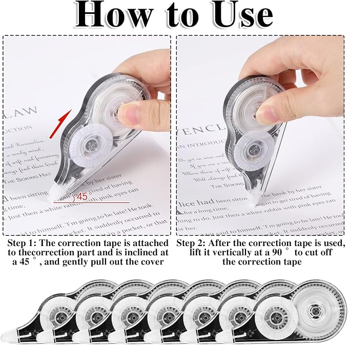 BESARME 12 Pack Correction Tape, 39 ft Each, 0.2 in Width | Instant-dry tape, adjustable gear window, smooth application, compact for school, office, and home use