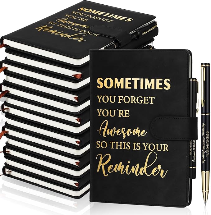 Qilery 28 Pcs Team Appreciation Gifts Bulk Employee Thank You Gift A5 Leather Journal Notebook with Ballpoint Pen for Christmas Student Teacher Volunteer Management(Novel)