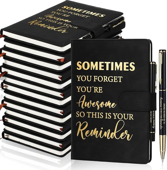 Qilery 28 Pcs Team Appreciation Gifts Bulk Employee Thank You Gift A5 Leather Journal Notebook with Ballpoint Pen for Christmas Student Teacher Volunteer Management(Novel)