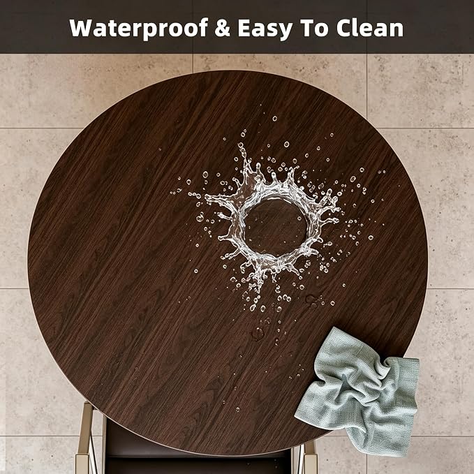 Round Table Protector - Can Be Used On Both Sides Waterproof and Easy to Clean Good Flatness Used for Dining Table(Walnut Wood Grain Dia.30Inch)