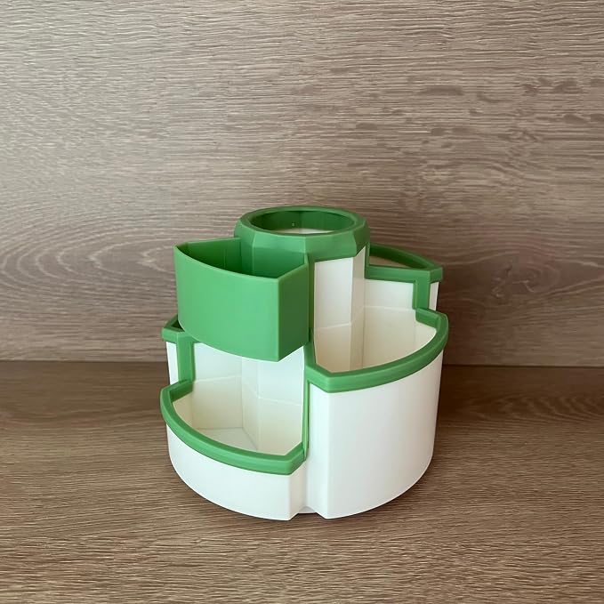 Pencil Holder for Desk Rotating Pen Organizers Green Small Desktop Organizer Desk Storage Caddy Ideal for Office, Home, School,Classroom (White & Green)