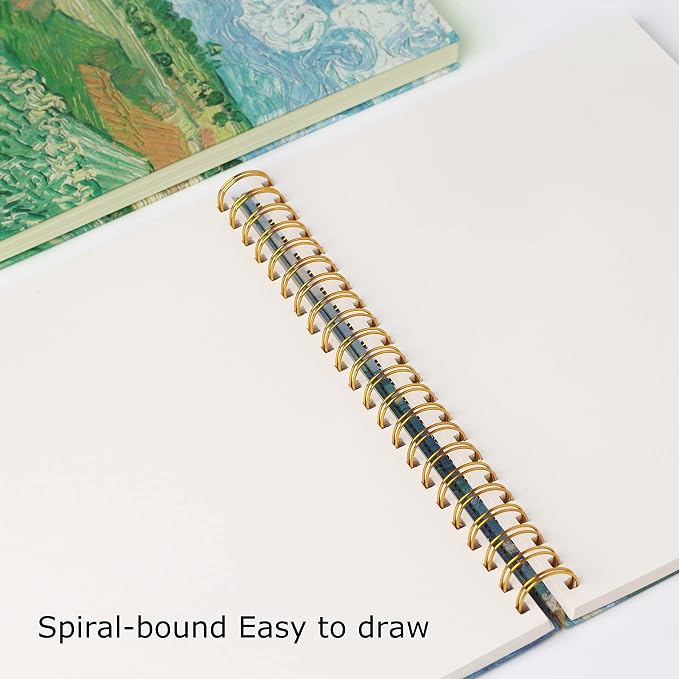 Van Gogh Aesthetic Art Mixed Media Sketchbook,A4 Spiral-Bound SketchbookMarker Paper Pad, 80 Pages of Premium 200 GSM Smooth Thick Paper, Mixed Media Sketch Book Drawing and Sketching for Kids Adults