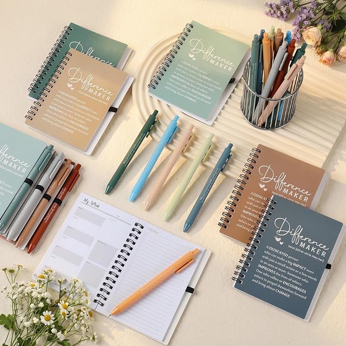 Tellingyou 20 Sets Difference Maker Employee Appreciation Gift for Coworker to Do List Notebooks with Ballpoint Pen Note Pads Journal Back to School for Teacher Nurse Staff Team (Healing Colors)