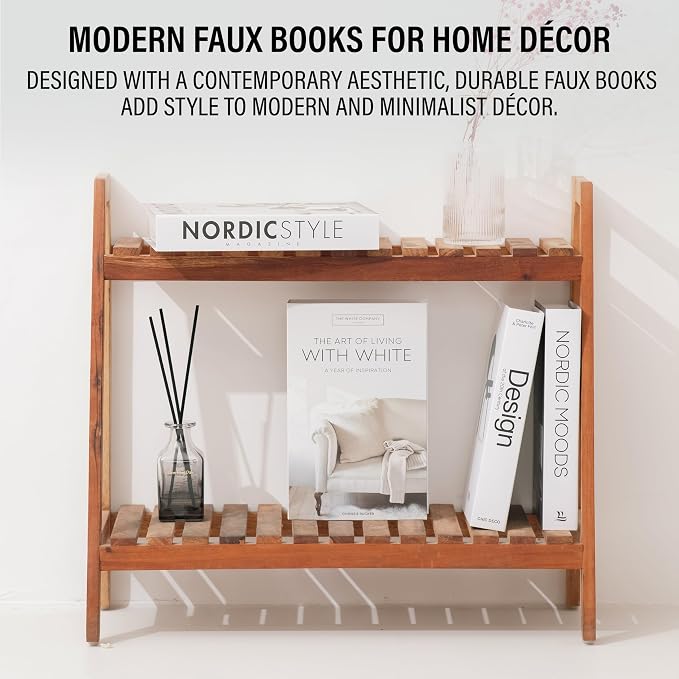 PROBENEX 4 Pcs Decorative Books | Faux Black Coffee Table & Shelf Decor | Bold Modern Look for Living Room, Office and Entryway - Not Real, Tool-Free 2-Min Setup