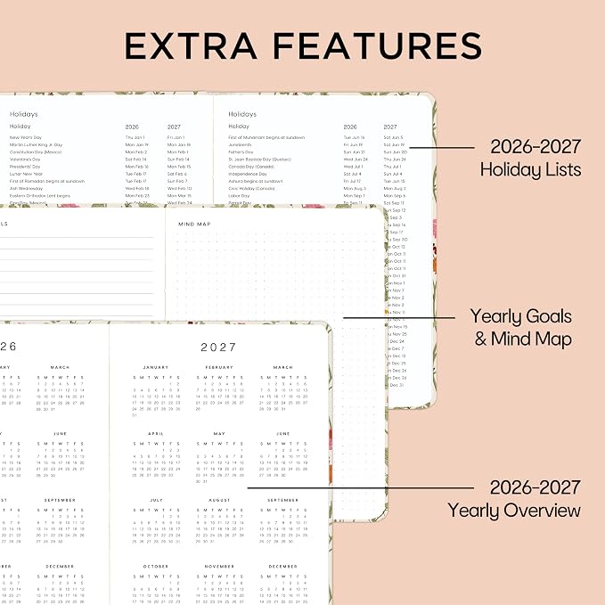 And Per Se Undated Academic Planner, Weekly & Monthly Planner with Goal & Habit Tracker, A5 Hardcover, Wild Flowers