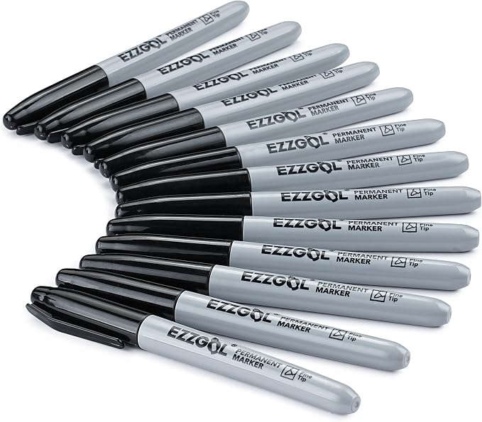 Ezzgol Permanent Markers Bulk, 150 Pack Fine Tip Black Permanent Markers, Waterproof Markers, Premium Smear Proof Pens, Quick Drying, Office Supplies for School, Office, Home