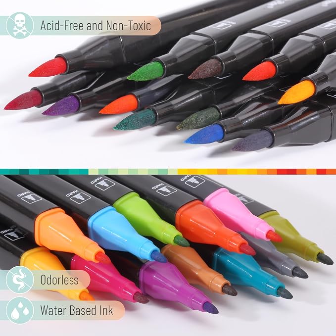 Mr. Pen- Dual Tip Brush Pens, 12 pcs, Vibrant Colors | Brush and Fine Tip Marker, Dual Tip Markers, Art Markers for Adults