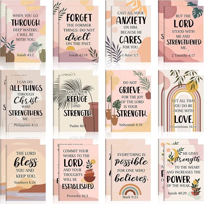 Tatuo 24 Pcs Boho Christian Affirmation Mini Notebook for Women Religious Motivational Notepads Bible Verse Pocket Journal Inspirational Scripture Notepads VBS Volunteer Appreciation Gifts, 3.3x4.7 In
