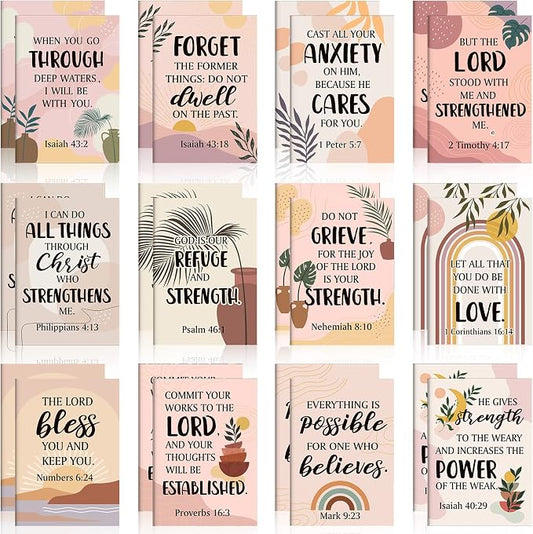 Tatuo 24 Pcs Boho Christian Affirmation Mini Notebook for Women Religious Motivational Notepads Bible Verse Pocket Journal Inspirational Scripture Notepads VBS Volunteer Appreciation Gifts, 3.3x4.7 In