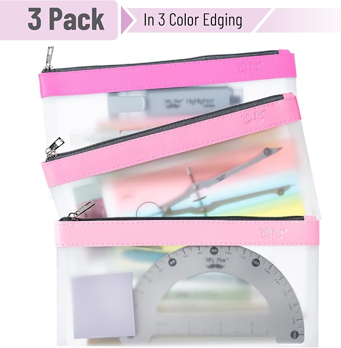 Mr. Pen- Clear Pencil Pouch, 8.50"x4.25", 3 Pack, Durable TPU Material | Medium Water-Resistant Pencil Bags with Smooth Zipper, Multipurpose Clear Pouch for Stationery, School, Office