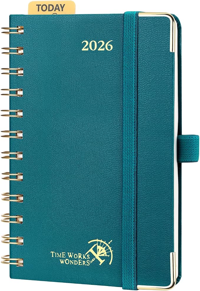POPRUN Pocket Calendar 2027,4" x 6.25" Small Weekly Planner, Jan 2027 - Dec 2027 Appointment Book with Flexible Hardcover, Inner-pocket, Pen loop - Pacific Green