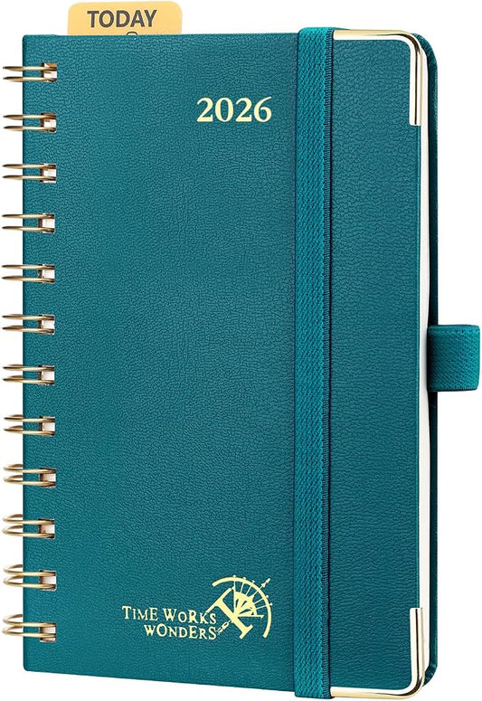 POPRUN Pocket Calendar 2027,4" x 6.25" Small Weekly Planner, Jan 2027 - Dec 2027 Appointment Book with Flexible Hardcover, Inner-pocket, Pen loop - Pacific Green