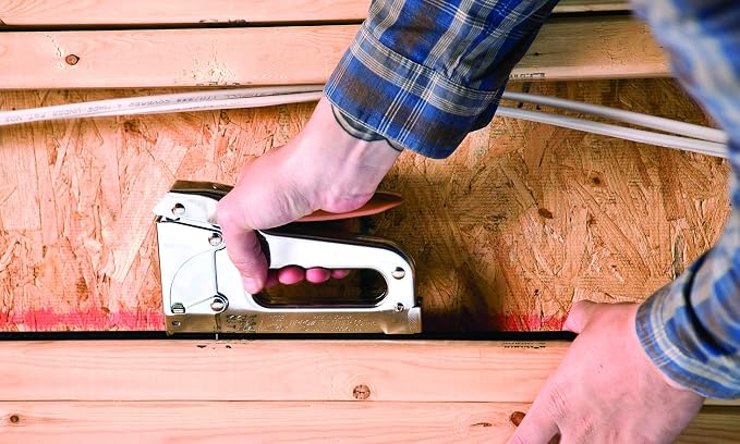 Arrow T59 Heavy Duty Staple Gun with Rear-Load Magazine | Heavy Duty Staple Gun for Voice and Data Cables and Wiring, Fits Wires up to 5/16-Inch Diameter