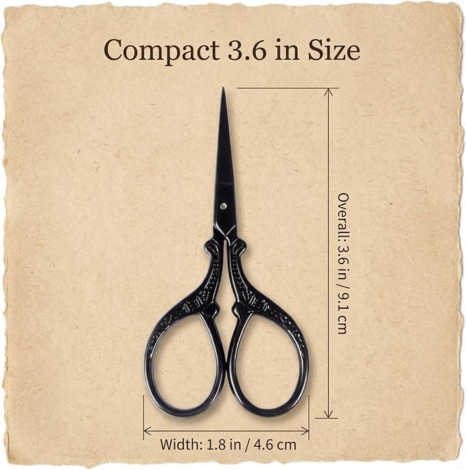 BIHRTC 3.6 Inch Embroidery Black Sharp Tip Stainless Steel Scissors Small Sewing for DIY Sewing Art Work Cross Stitch Household Needlepoint Scissors
