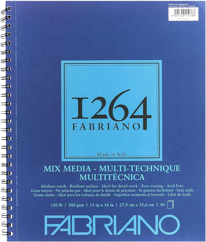 Fabriano 1264 Mixed Media Pad, 11" x 14", 120 lb.