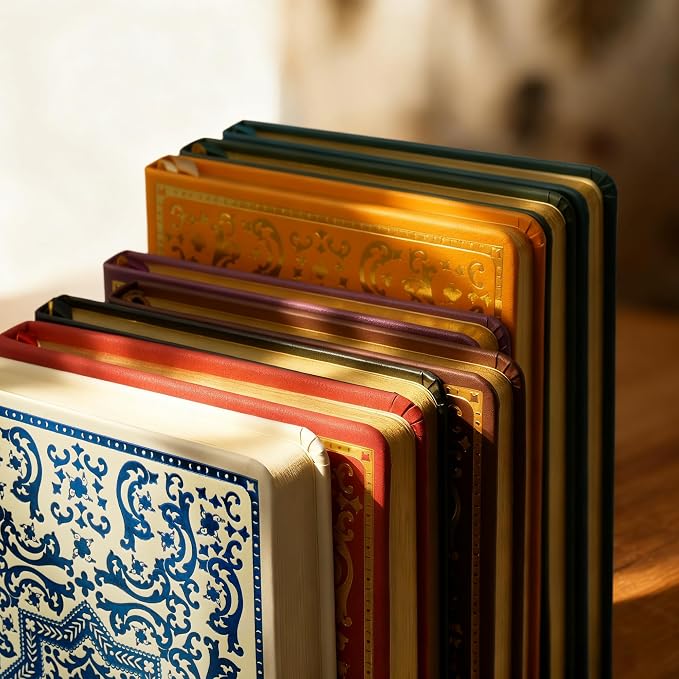 Gilded Vintage Leather Journal Hardcover Antique Diary Notebook | Ornate Decorative Pattern Cover, Premium Lined Paper, Classic Diary for Journaling, Writing, Poetry & Gifting