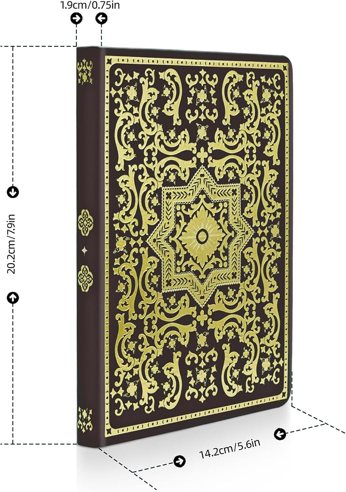Gilded Vintage Leather Journal Hardcover Antique Diary Notebook | Ornate Decorative Pattern Cover, Premium Lined Paper, Classic Diary for Journaling, Writing, Poetry & Gifting