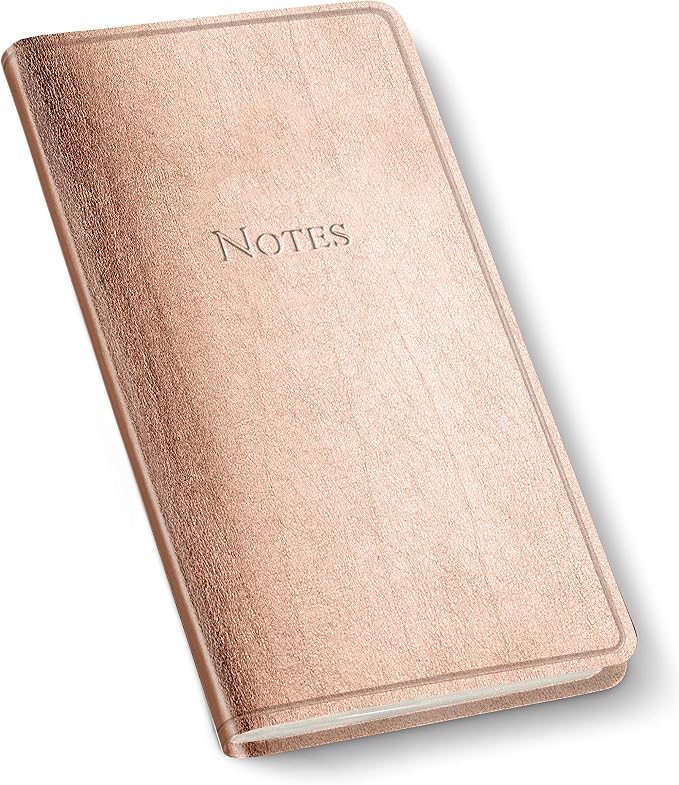Gallery Leather Journal Notebook - 160 Pages, Softcover, For Men and Women | For Writing, Work & Travel, Handcrafted - Metallic Rose Gold - 6 x 3.25, Pocket Notes