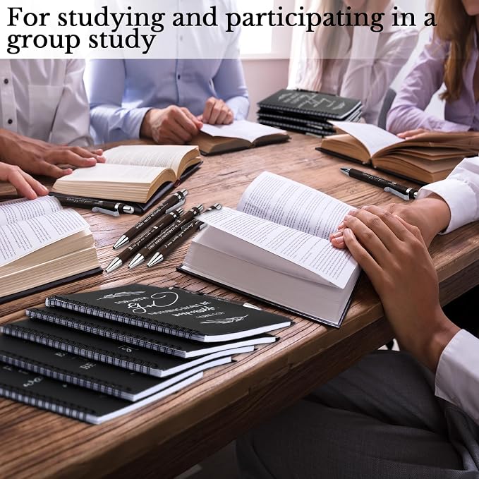 Kosiz 60 Pcs/ 30 Set Christian Gift Bulk A5 Spiral Notebook 5.5"x8.3" Christian Prayer Journal Bible Ballpoint Pen Religious Gift for Women Sunday School Church Member Back to School Gifts (Black)
