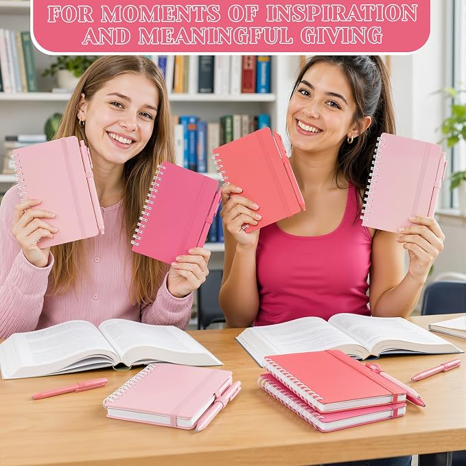 Fulmoon 30 Set Small Spiral Notebooks A6 with Pens Bulk, Multicolor 4" x 6" Pocket Notebooks Mini Lined Journals 50 Sheets for Back to School Supplies Students Gifts Rewards Office (Blush Petals)
