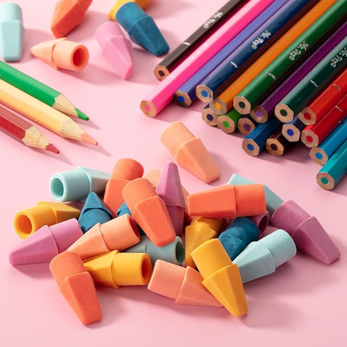 Mr. Pen- Pencil Eraser Toppers, 120 Pack, Vintage Colors, Cap Erasers | Pencil Top Erasers, Eraser Tops