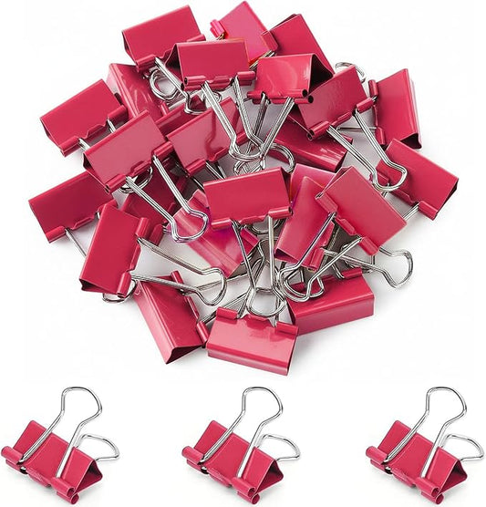 30 Pack Medium Red Binder Clips 1-1/4 Inch (32 mm), Colored Middle Size Paper Clamps, Large Big Paper Clips for Office Home School Business 1.25"