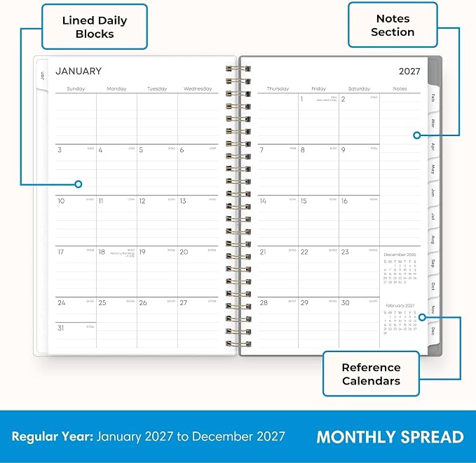 Blue Sky 2027 Weekly & Monthly Planner Calendar, 5"x8", Sophie | January 2027 - December 2027, Flexible Frosted Cover, Durable Twin Wire Binding, Laminated Tabs