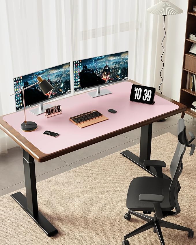 YSAGi 47.2" x 17" Large PU Leather Desk Mat for Keyboard and Mouse - Waterproof Non-Slip Desk Pad Protector for Office, Home, Writing Desk, Pink