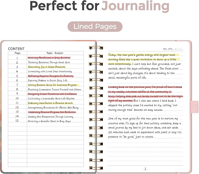 AHGXG Spiral Journal Notebook, 160 Lined Pages, A5 Size (5.7'' x 8.3'') | for Women, Journaling, Writing, Work & Office, Hardcover, 100 GSM Thick Paper (Peach Poppy Sunset)