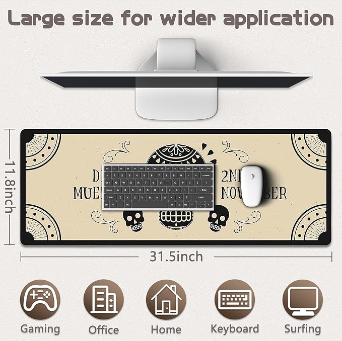 Gaming Mouse Pad - (31.5"×11.8") Skull Large Mouse Pads for Desk - Desk Mat for Keyboard and Mouse with Non-Slip Base, Desks Pad Matfor Game/Office & Home
