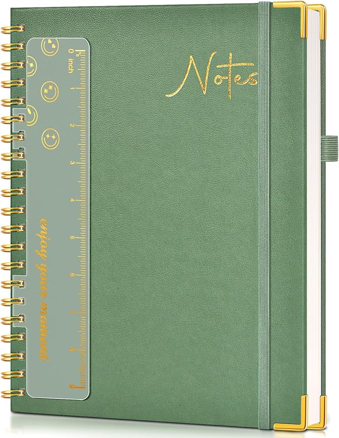 Blank Spiral Notebook Journal 8.5” x 11”, A4 Large Hardcover Sketch Book for Women Men, 100 GSM Blank Paper Drawing Notebook, Spiral Bound Sketchbook for Sketching School Work Note Taking, Green
