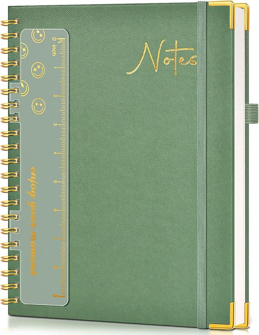 Blank Spiral Notebook Journal 8.5” x 11”, A4 Large Hardcover Sketch Book for Women Men, 100 GSM Blank Paper Drawing Notebook, Spiral Bound Sketchbook for Sketching School Work Note Taking, Green