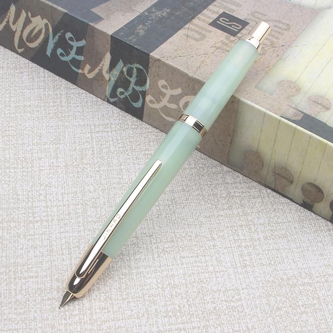 JINHAO 20 Celestial Jade Gold Clip Resin Press Fountain Pen EF Ink Pen With Converter Stationery School Supplies