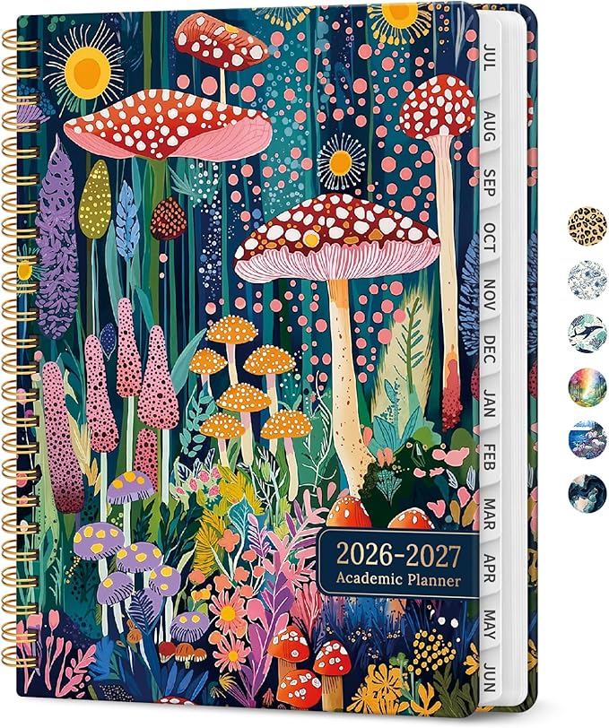 Planner 2026–2027, Weekly & Monthly Academic Organizer for School Year, Jul 2026–Jun 2027, Hardcover Planner with Tabs, Back to School Essential, 6.3" x 8.5", Forest Whimsy