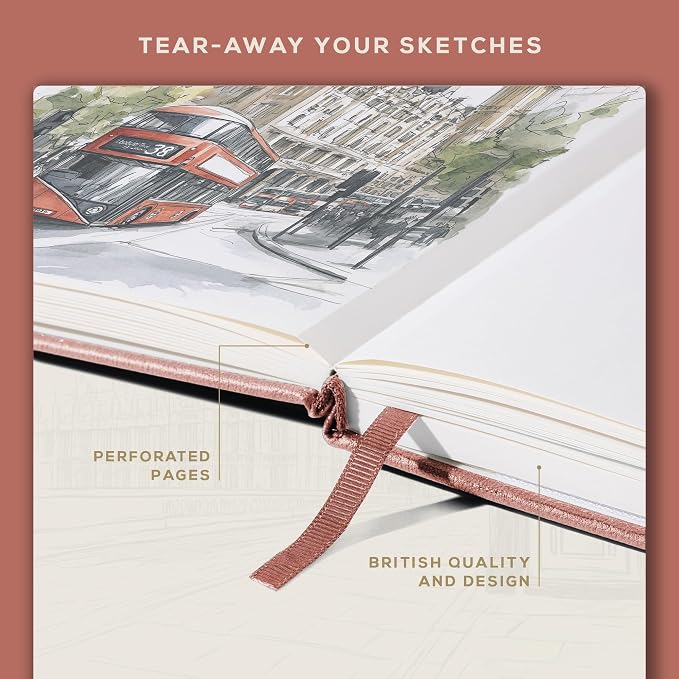 Beechmore Books A3 Mixed Media Sketchbook - 11.7x16.5 Extra Large Professional Studio Drawing Pad, 160 GSM / 98 lb Perforated Ivory Paper, Hardcover Lay-Flat Design, Gift Box for Artists & Watercolor
