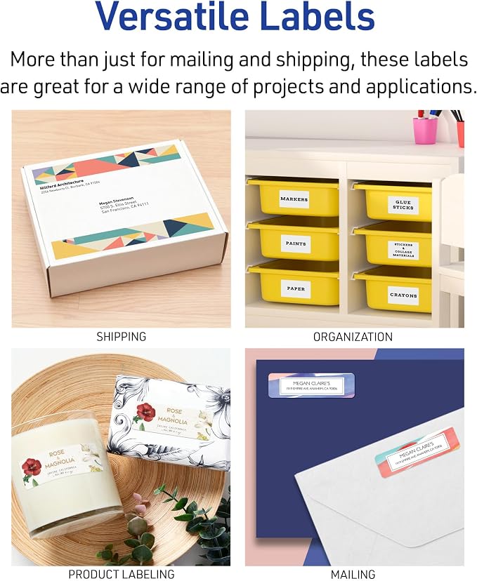 Avery Printable Mini-Sheets Address Labels, 1" x 2-5/8", White, Permanent Adhesive, Laser/Inkjet Compatible, 200 Blank Stickers Total, Great for Printing a Few Labels at a Time (2160)