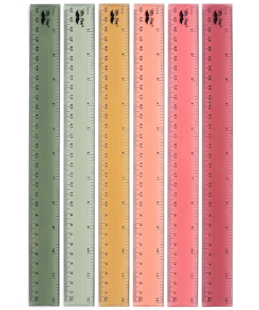 Mr. Pen- Ruler, 12 inch Ruler, 6 Pack, Vintage Colors, Clear Rulers 12 Inch | Rulers