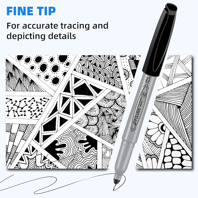 Permanent Markers, Ultra Fine Point,Black,100 Count, 0.4mm, Fine tippermanent marker set, quick dry,waterproof, fading resists, durable,marks on paper, glass, ceramic, plasticwood, rock, metal