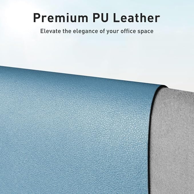 Aothia Faux Leather Desk Mat for Keyboard & Mouse (Sky Blue, 23.6" x 13.7") | Large desk mat for keyboard, mouse and laptop, creating a clean, organized workspace for work, study and everyday use