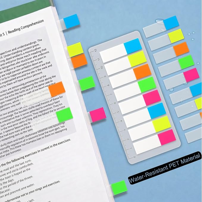 Ericter Transparent Sticky Tabs, Writable Page Markers 800 Pieces Repositionable PET Clear Book Tabs Index Tabs for Notebooks Study Office Use Adults Artists