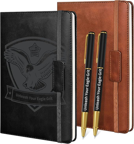 1Pcs Journal Notebook with 2 Pen Set, A5 Lined Leather Hardcover Executive Journals, Suitable for Man Woman Work, Study, Diary & Business, Black
